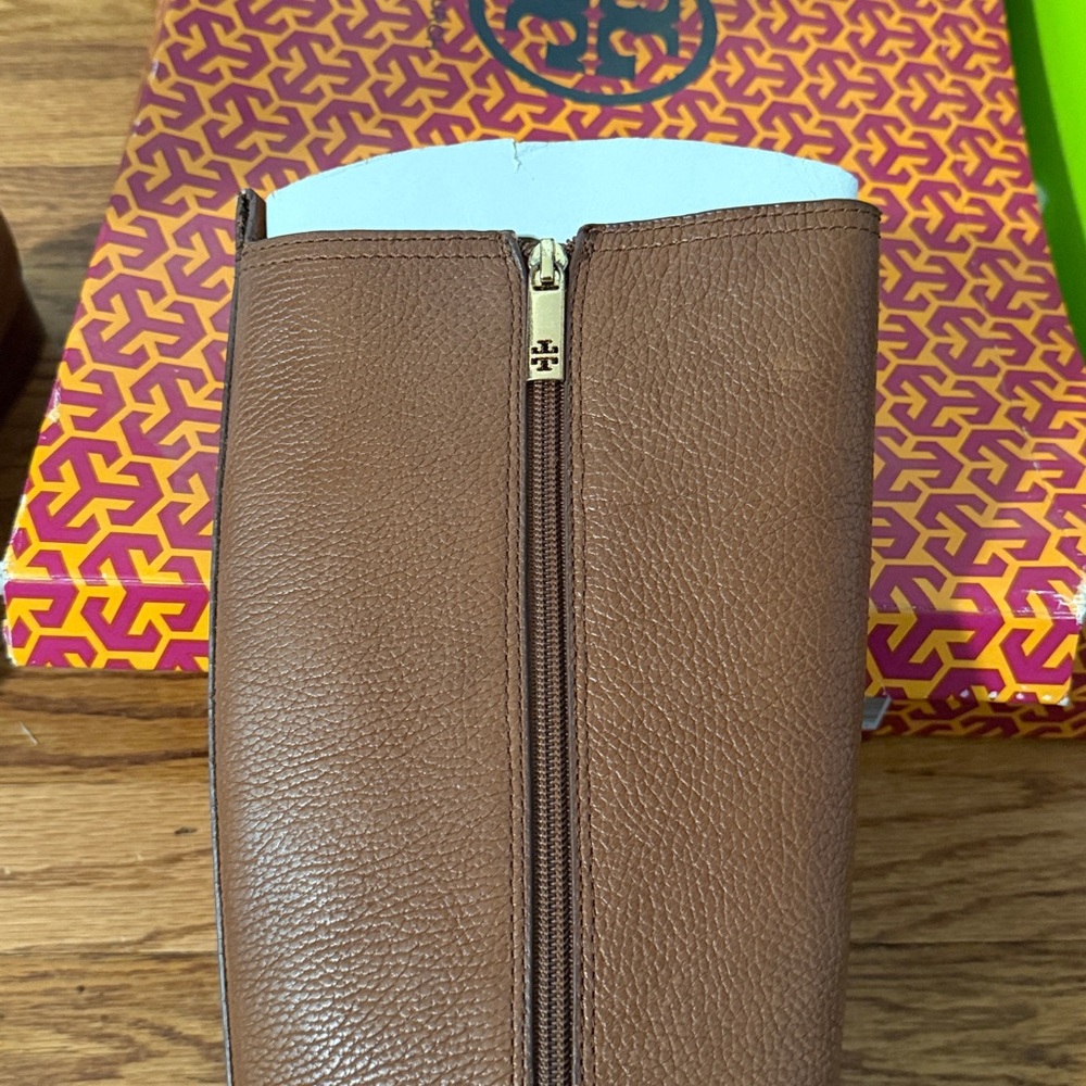 Tory Burch - Amanda Riding Boots in Almond Tumbled Leather - Size 9 - Picture 13 of 13